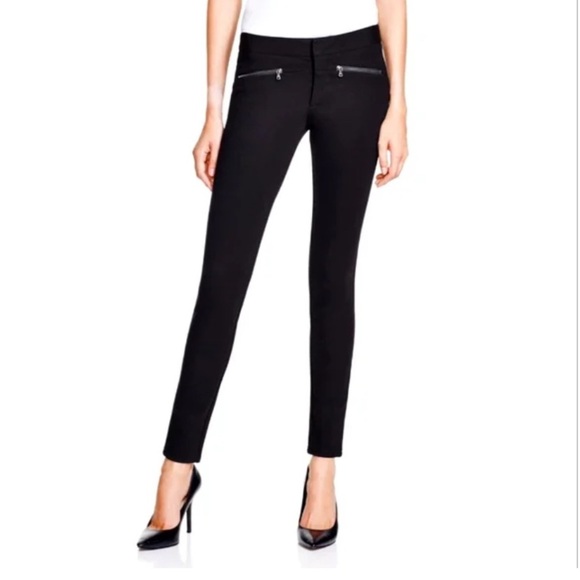 PAIGE Katrina Skinny Trouser Pant Black Size 27 Black Zipper Detail Stretch - Picture 1 of 10
